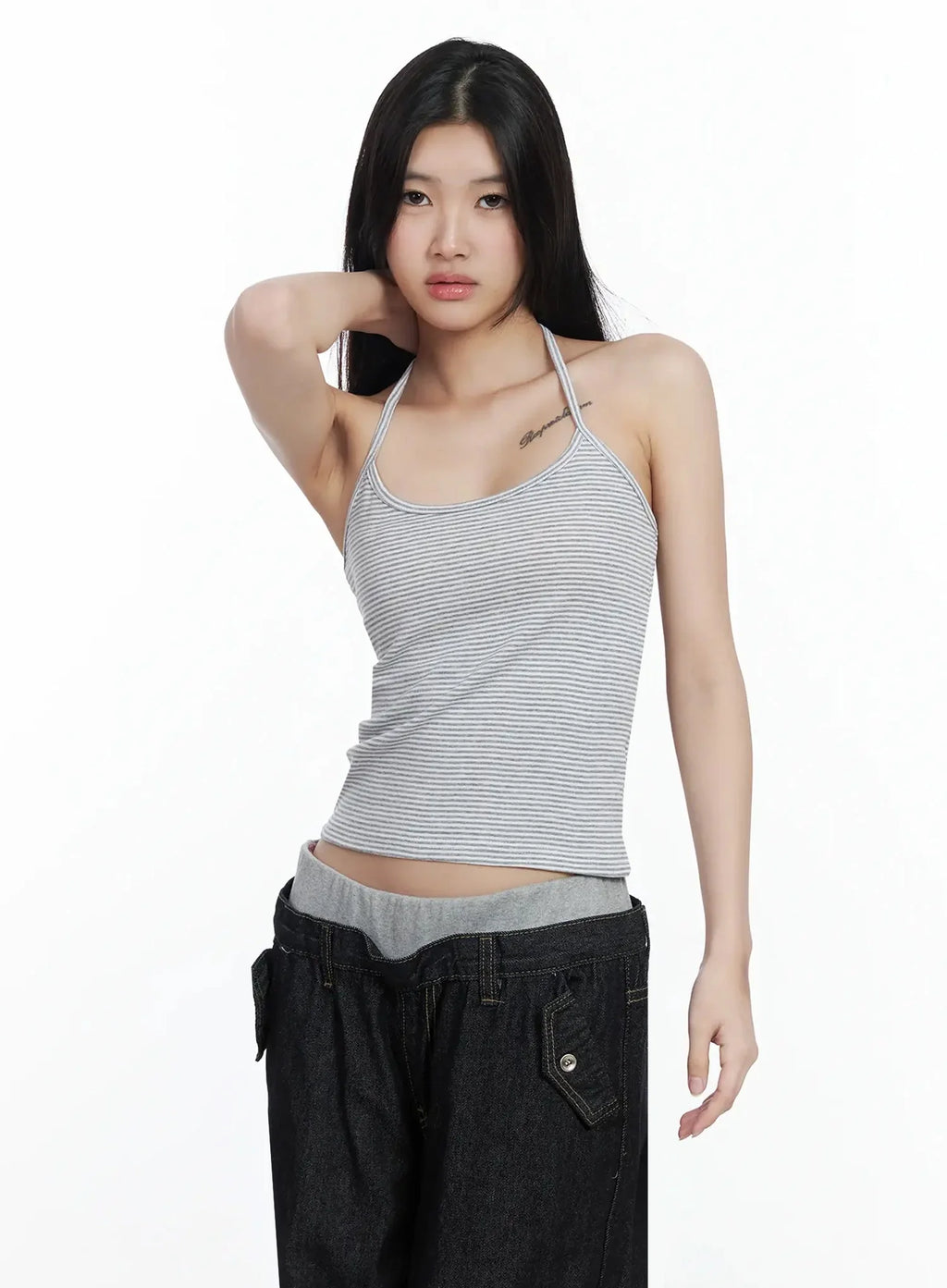 Striped Halter Tank Top IM506