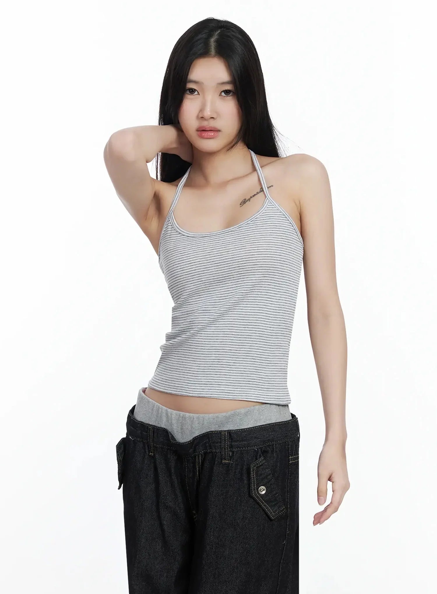 Striped Halter Tank Top IM506