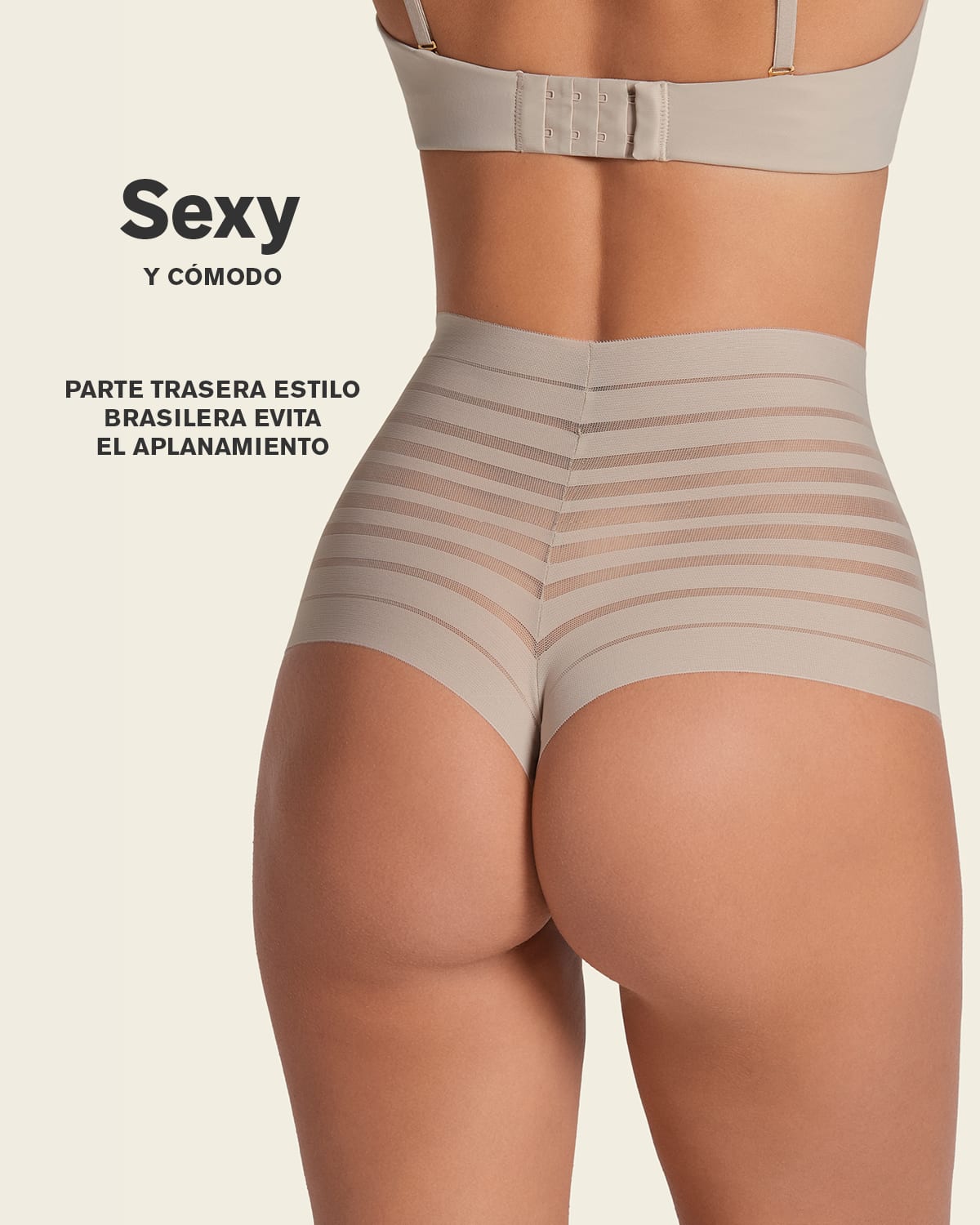 Slimming Lace Stripe High-Waisted Thong Panty
