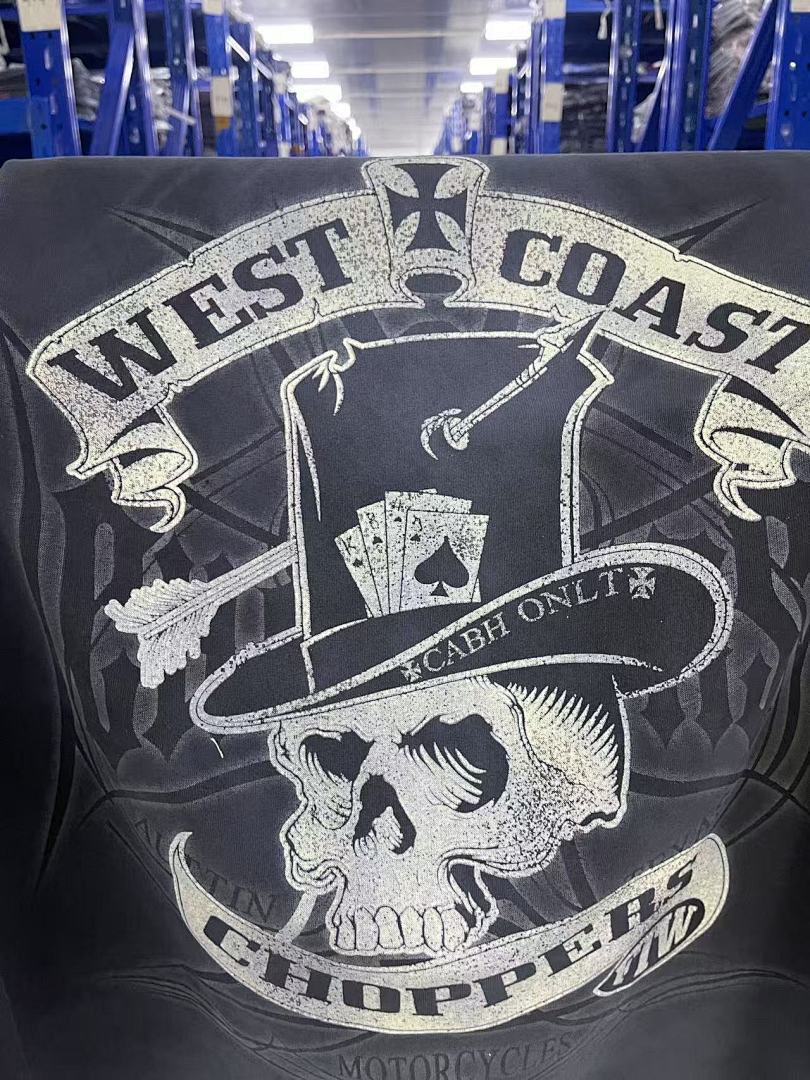 West Coast Choppers Vintage Washed Black Skull‑Machete Banner Graphic  T‑Shirt
