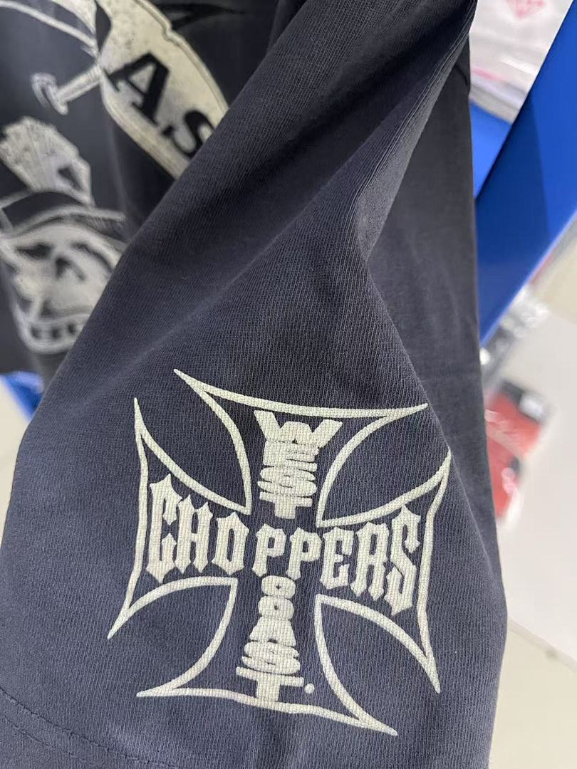 West Coast Choppers Vintage Washed Black Skull‑Machete Banner Graphic  T‑Shirt