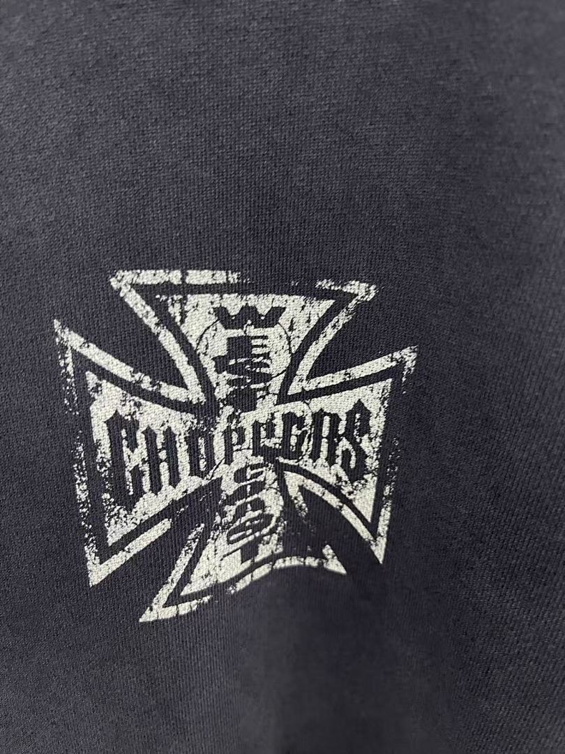 West Coast Choppers Vintage Washed Black Cross Portrait Graphic Pullover Hoodie