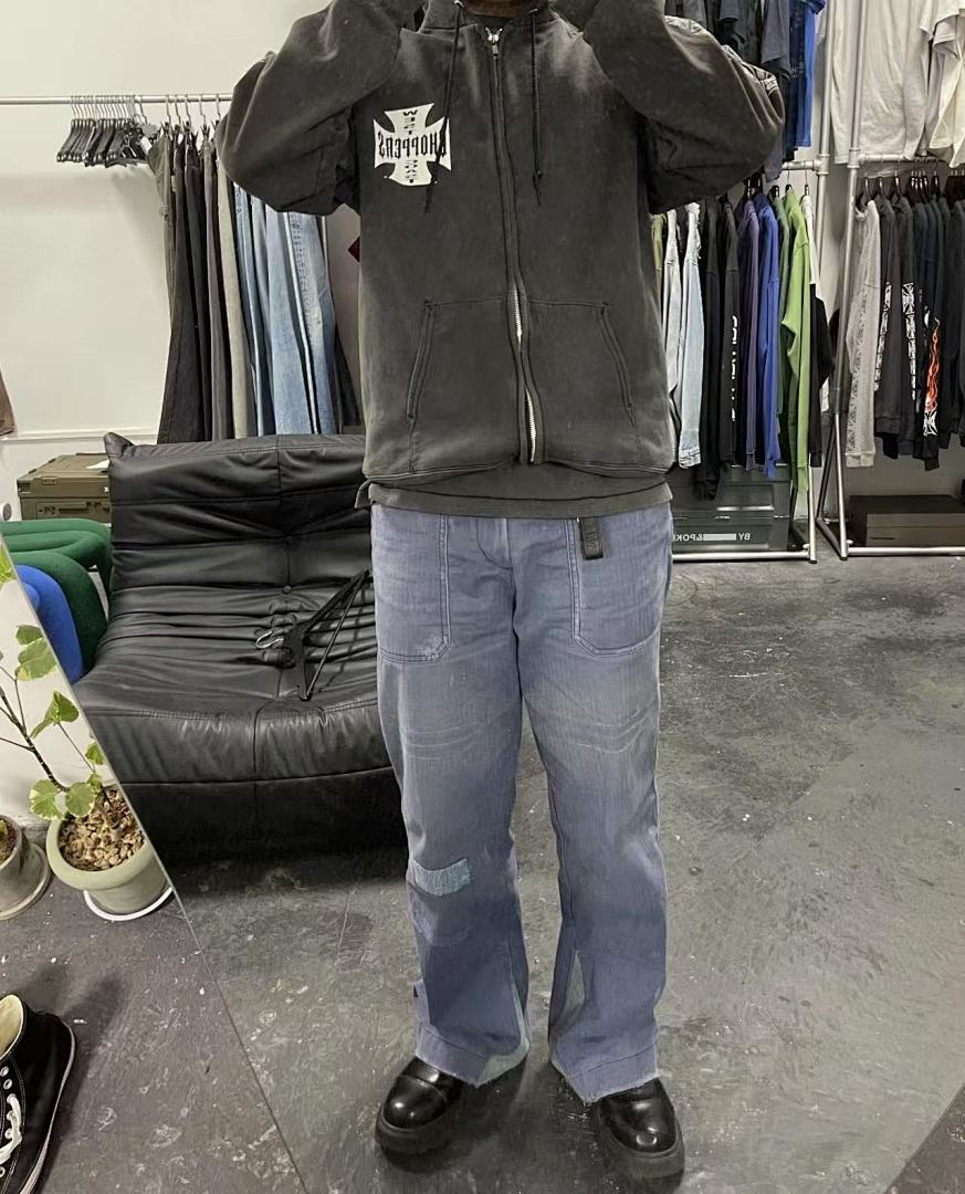 West Coast Choppers Vintage Washed Black Cross Graphic Full‑Zip Hooded