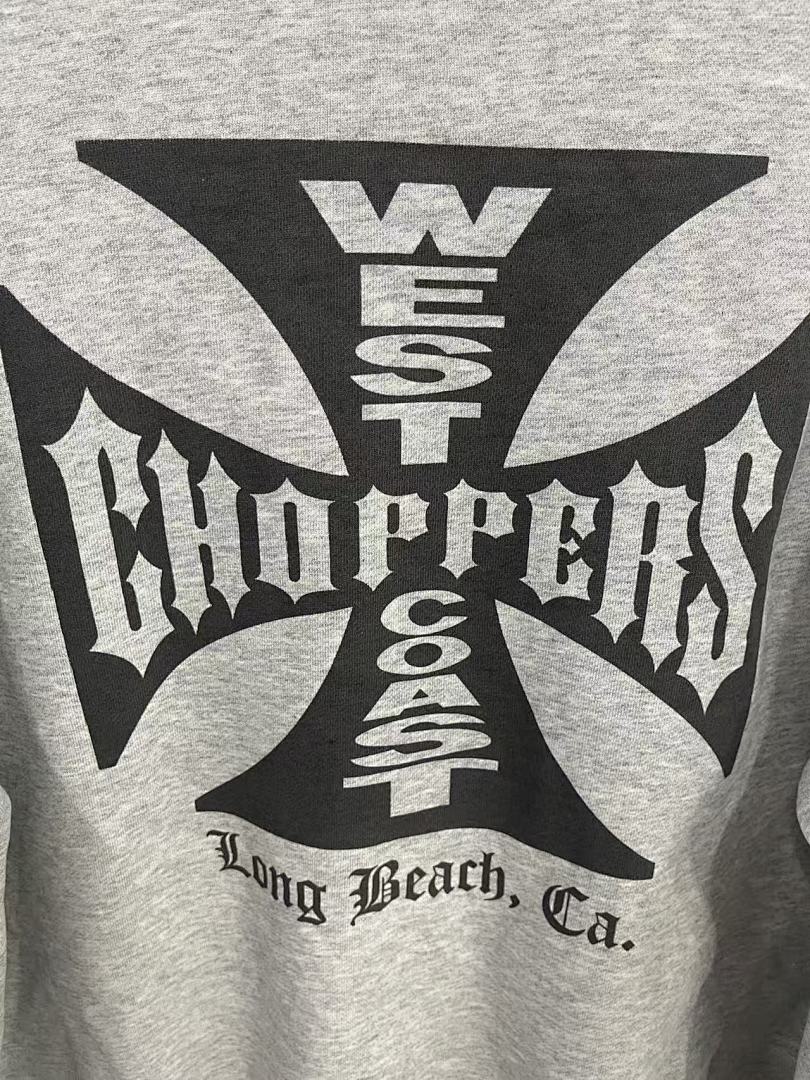 West Coast Choppers Vintage Washed Grey Front‑Back Cross Graphic Pullover Hoodie