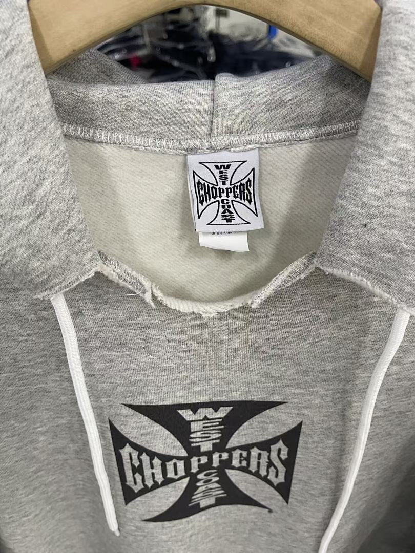 West Coast Choppers Vintage Washed Grey Front‑Back Cross Graphic Pullover Hoodie