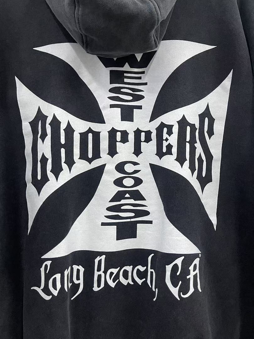 West Coast Choppers Vintage Washed Black Front‑Back Cross Graphic Pullover Hoodie