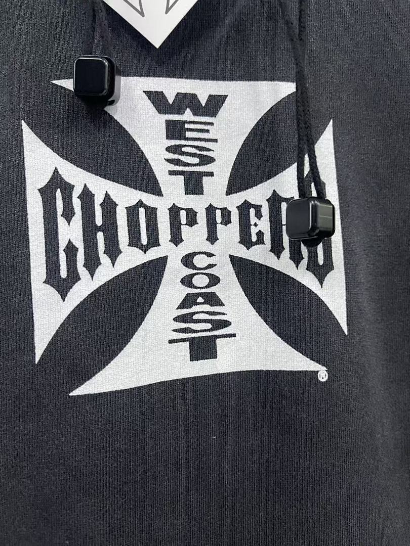 West Coast Choppers Vintage Washed Black Front‑Back Cross Graphic Pullover Hoodie
