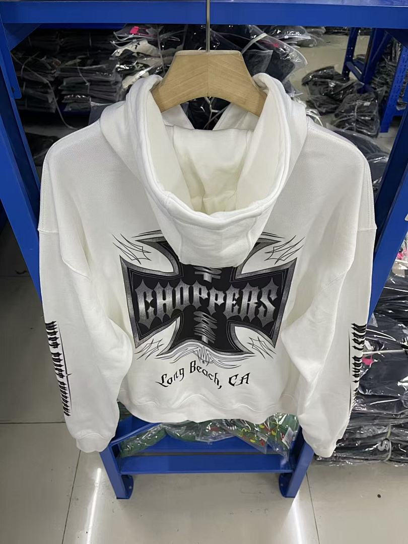 West Coast Choppers Vintage Washed Off‑White Cross Graphic Hoodie