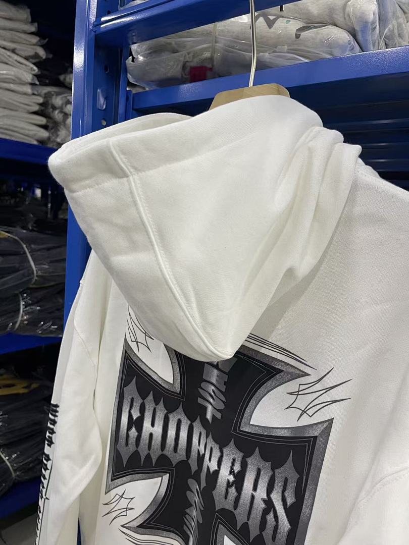 West Coast Choppers Vintage Washed Off‑White Cross Graphic Hoodie
