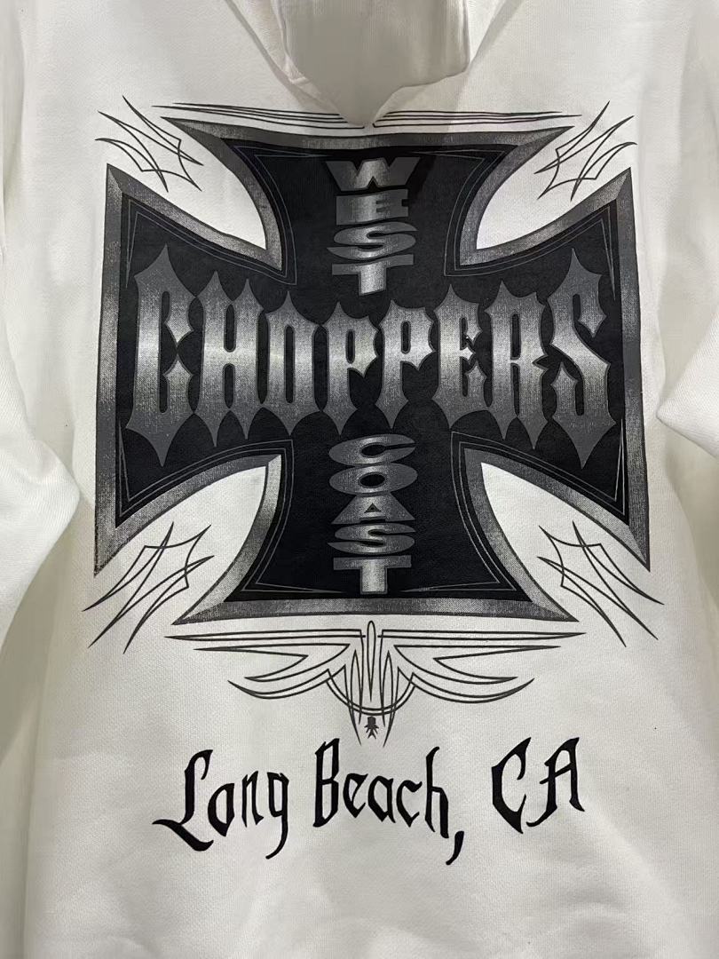West Coast Choppers Vintage Washed Off‑White Cross Graphic Hoodie