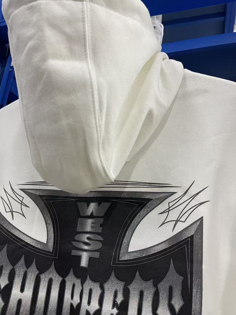 West Coast Choppers Vintage Washed Off‑White Cross Graphic Hoodie