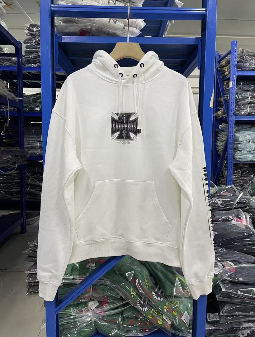 West Coast Choppers Vintage Washed Off‑White Cross Graphic Hoodie
