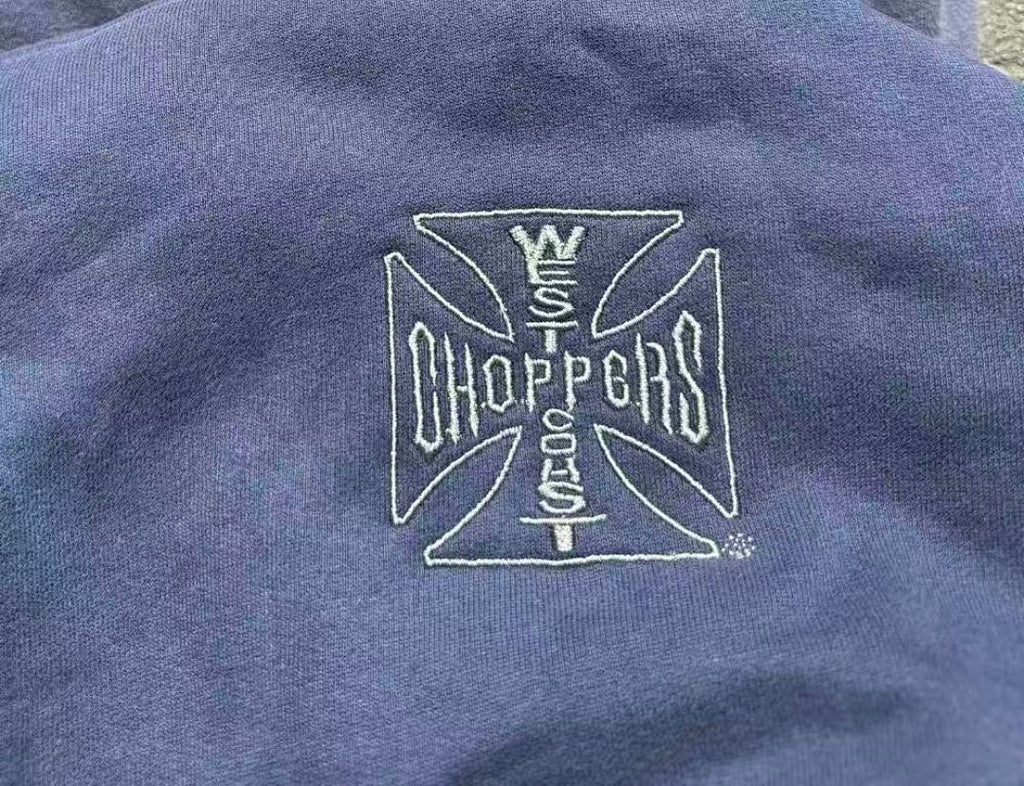 West Coast Choppers Vintage Washed Navy Cross Graphic Zip‑Up Hoodie