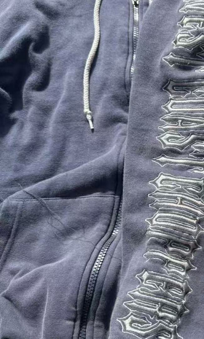 West Coast Choppers Vintage Washed Navy Cross Graphic Zip‑Up Hoodie