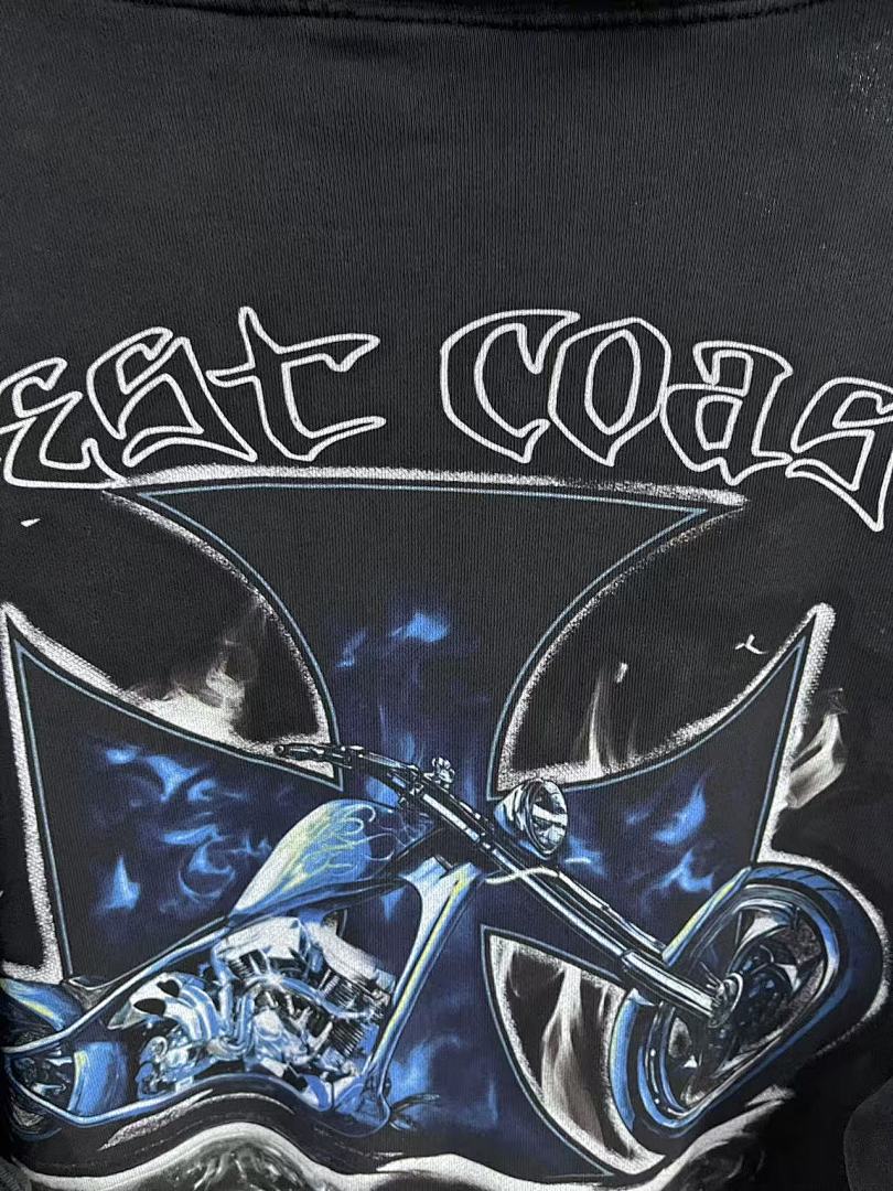 West Coast Choppers Vintage Washed Black Chopper Motorcycle Graphic Pullover Hoodie