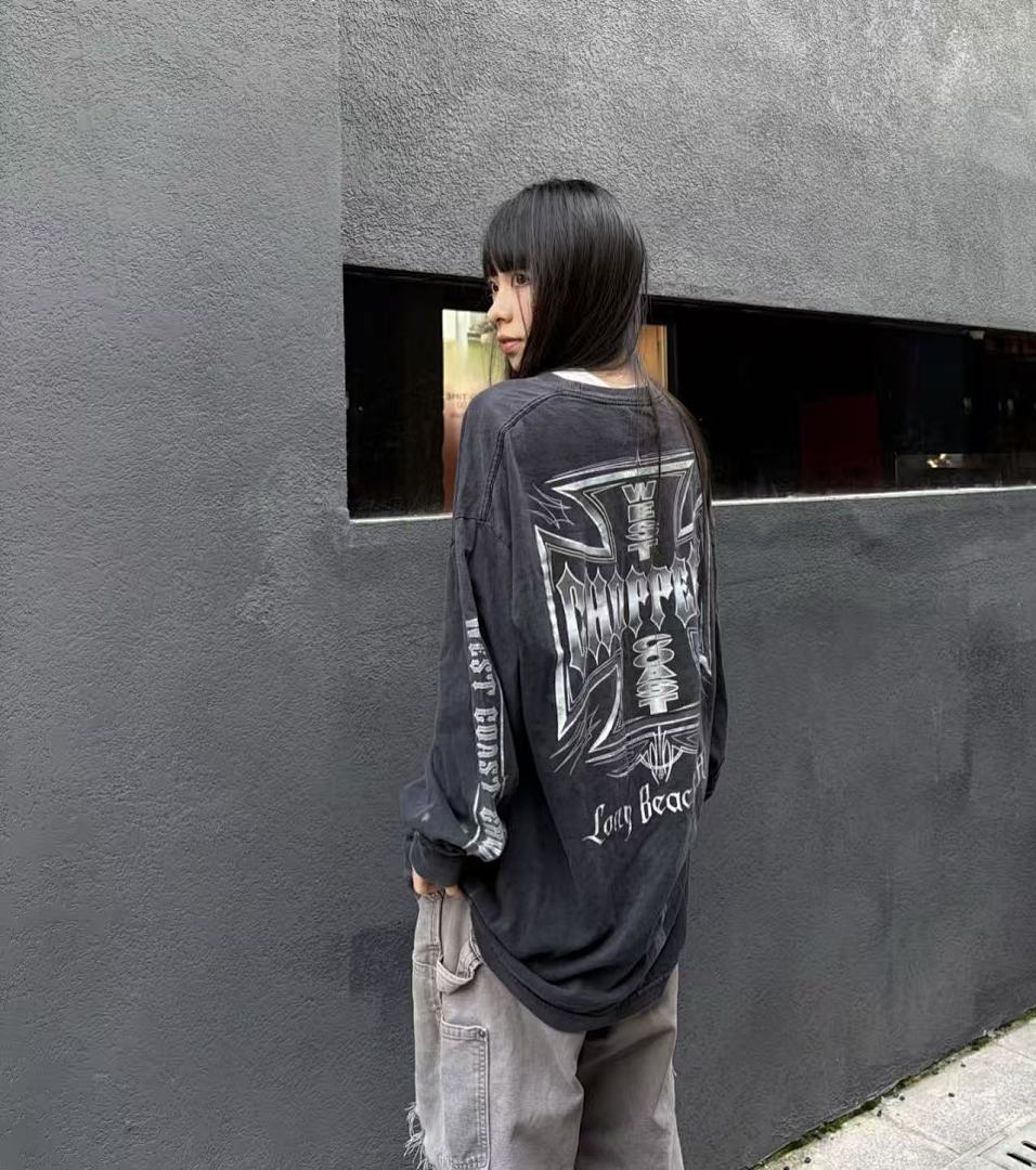 West Coast Choppers Vintage Washed Black Front‑Back Cross Graphic sweatshirt
