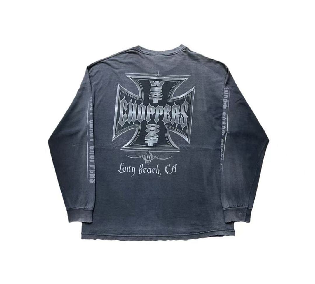 West Coast Choppers Vintage Washed Black Front‑Back Cross Graphic sweatshirt