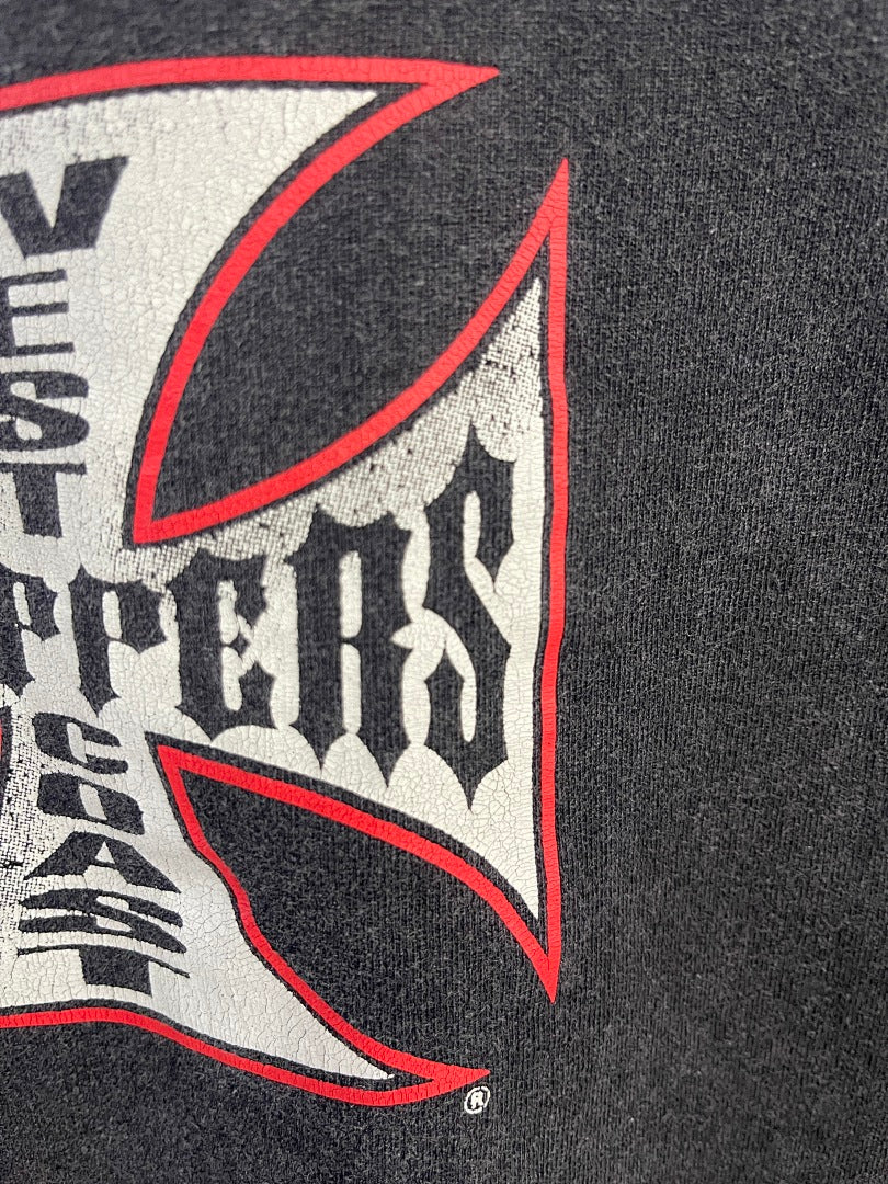 West Coast Choppers Vintage Washed Navy Red‑Trim Cross Graphic sweatshirt
