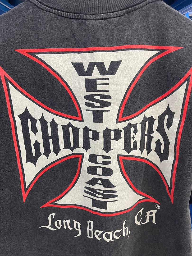 West Coast Choppers Vintage Washed Navy Red‑Trim Cross Graphic sweatshirt