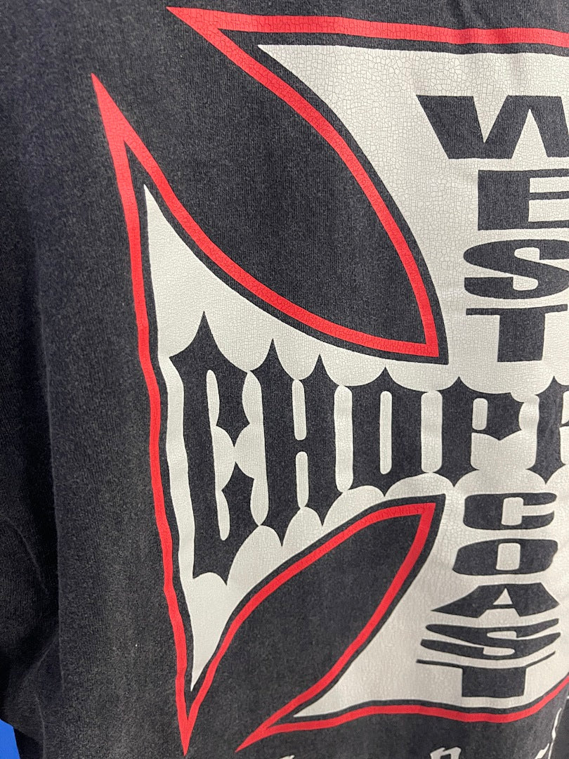 West Coast Choppers Vintage Washed Navy Red‑Trim Cross Graphic sweatshirt