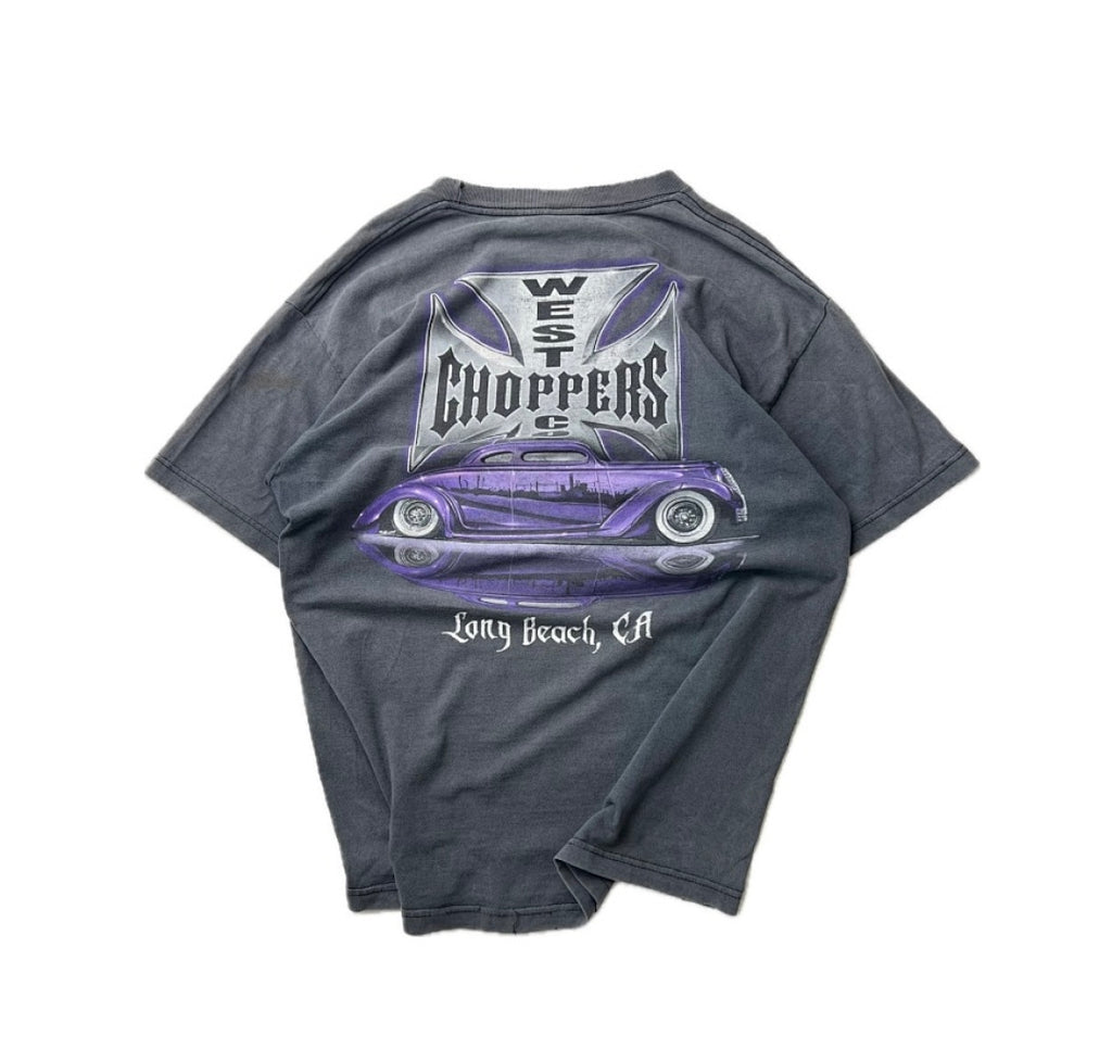 West Coast Choppers Vintage Washed Black Purple Motorcycle Tank Graphic sweatshirt