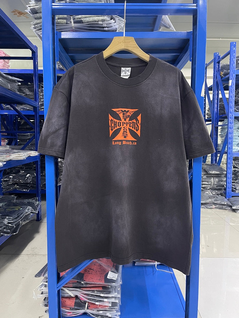 West Coast Choppers Vintage Washed Black Orange Cross Graphic sweatshirt
