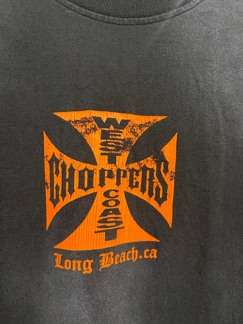 West Coast Choppers Vintage Washed Black Orange Cross Graphic sweatshirt