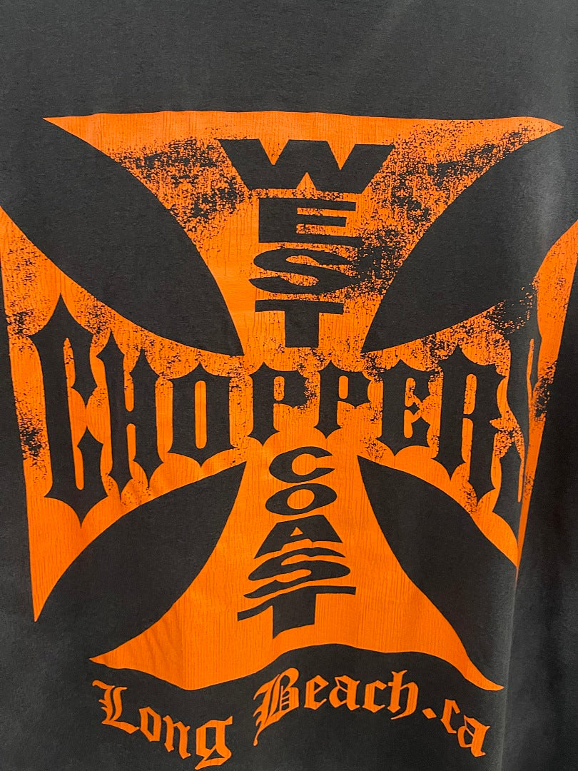 West Coast Choppers Vintage Washed Black Orange Cross Graphic sweatshirt