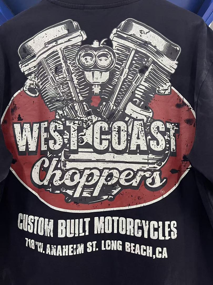 WEST COAST CHOPPERS 26SS “PANHEAD” Limited Washed Distressed Vintage  T‑Shirt