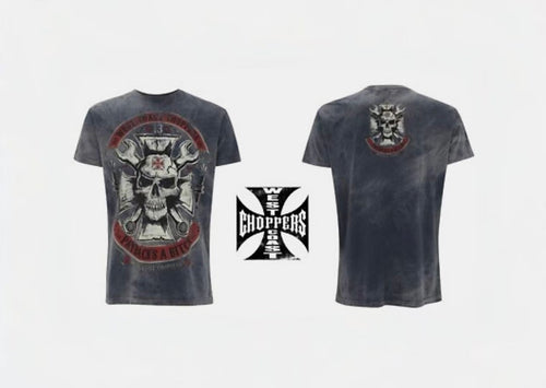 WCC West Coast Choppers 26SS Mechanic Blue Washed Distressed Vintage  T‑Shirt