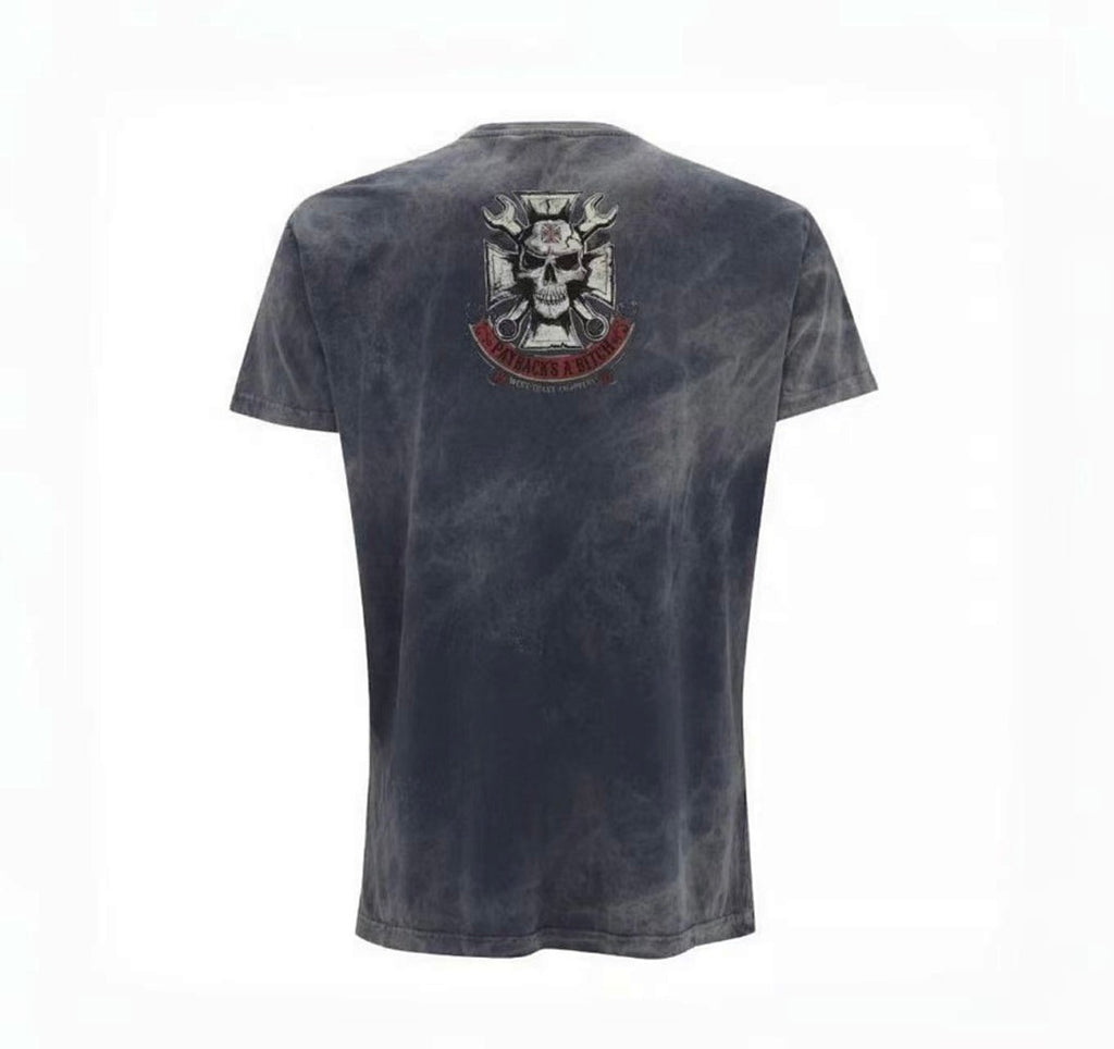 WCC West Coast Choppers 26SS Mechanic Blue Washed Distressed Vintage  T‑Shirt