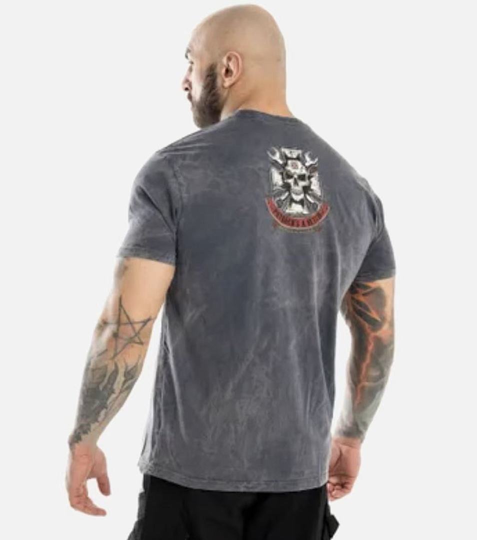 WCC West Coast Choppers 26SS Mechanic Blue Washed Distressed Vintage  T‑Shirt
