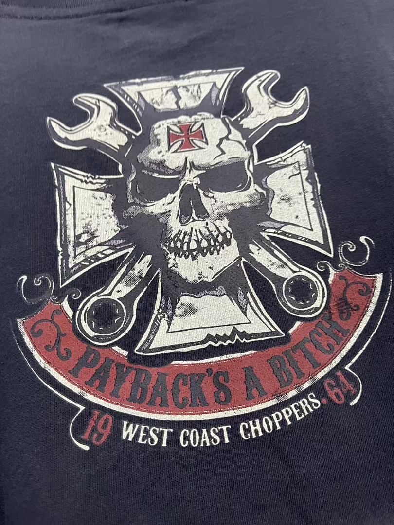 WCC West Coast Choppers 26SS Mechanic Blue Washed Distressed Vintage  T‑Shirt