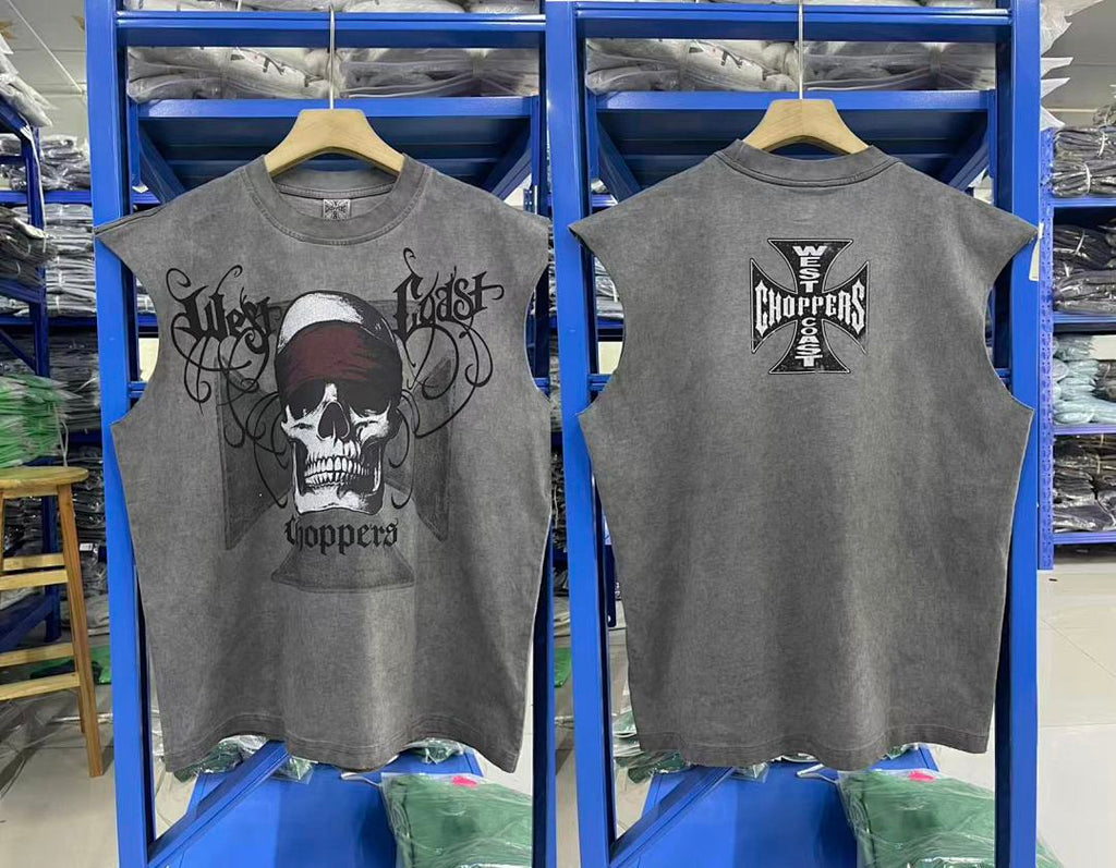 West Coast Choppers 26SS Vintage 90s West‑Coast Biker Skull Graphic Sleeveless Tank Top