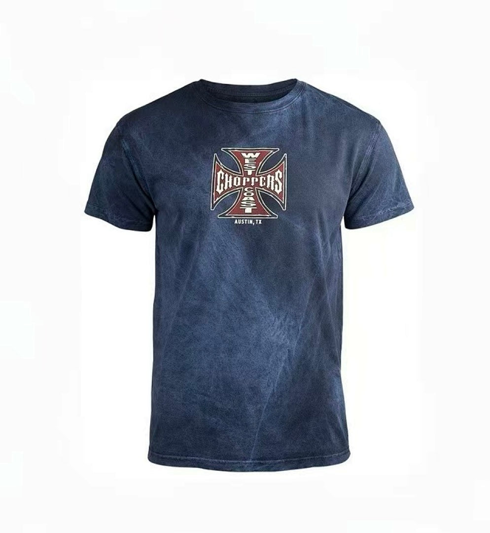 West Coast Choppers Vintage Washed Navy Dual‑Graphic  T‑Shirt
