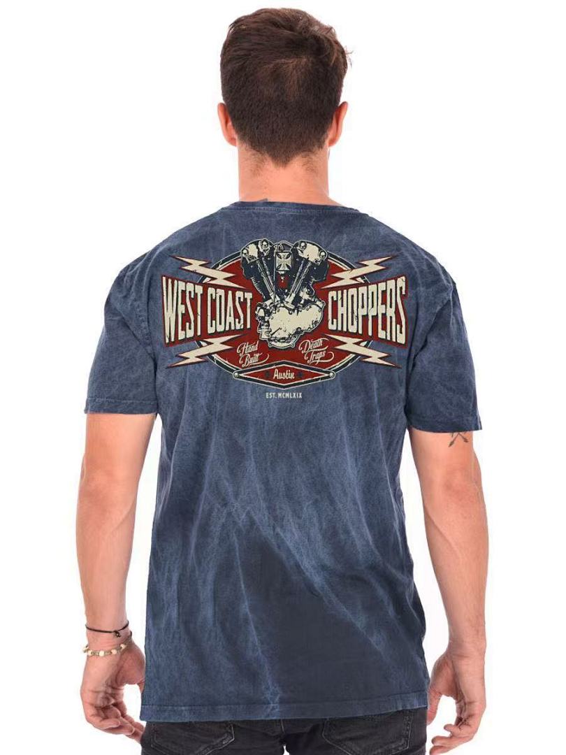 West Coast Choppers Vintage Washed Navy Dual‑Graphic  T‑Shirt