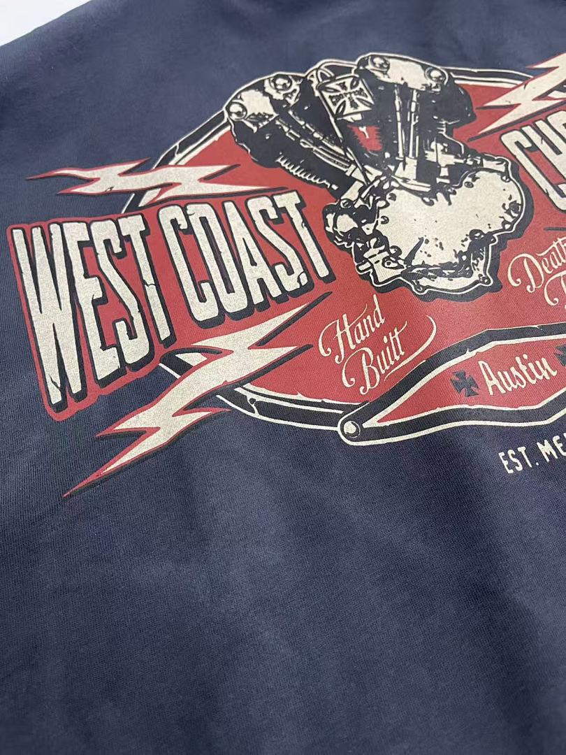 West Coast Choppers Vintage Washed Navy Dual‑Graphic  T‑Shirt