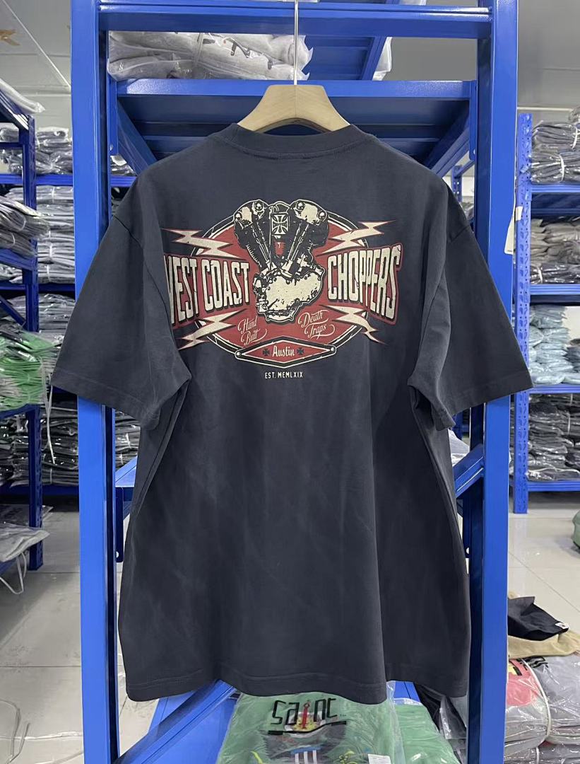 West Coast Choppers Vintage Washed Navy Dual‑Graphic  T‑Shirt