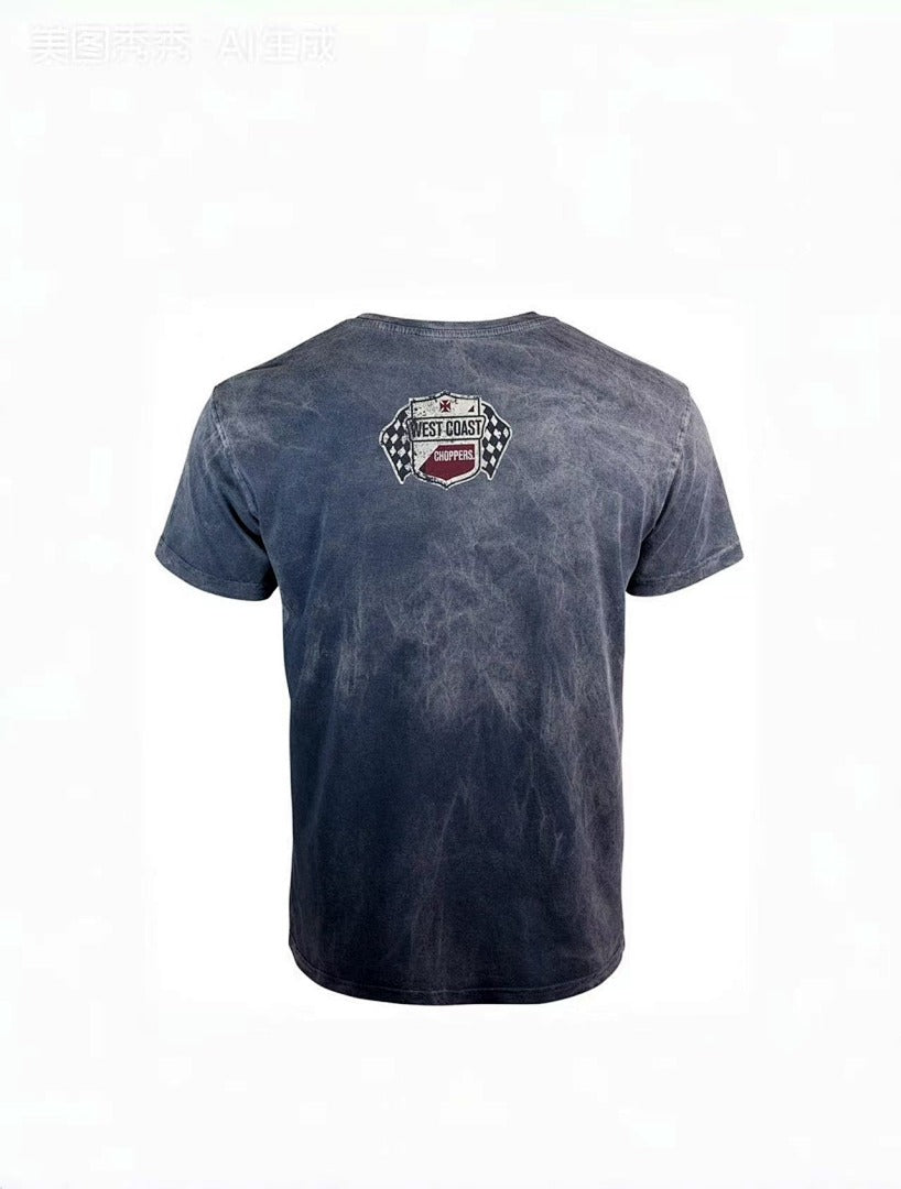 West Coast Choppers Tie‑Dye Grey Vintage Badge Graphic T‑Shir