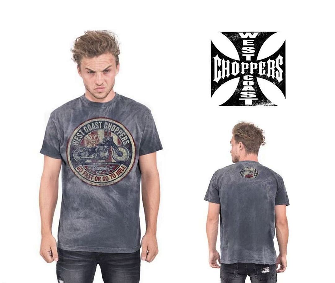 West Coast Choppers Tie‑Dye Grey Vintage Badge Graphic T‑Shir