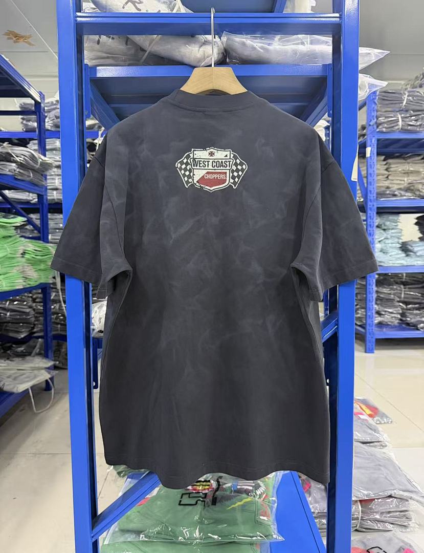 West Coast Choppers Tie‑Dye Grey Vintage Badge Graphic T‑Shir