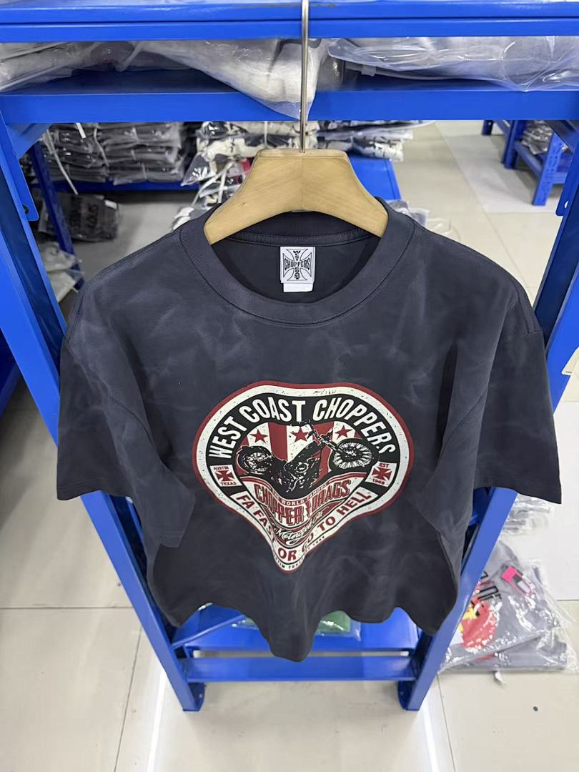 West Coast Choppers Tie‑Dye Grey Vintage Badge Graphic T‑Shir