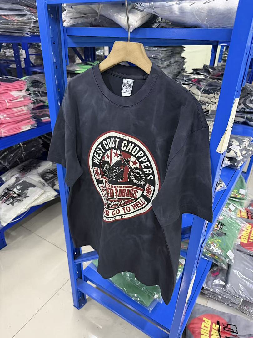 West Coast Choppers Tie‑Dye Grey Vintage Badge Graphic T‑Shir