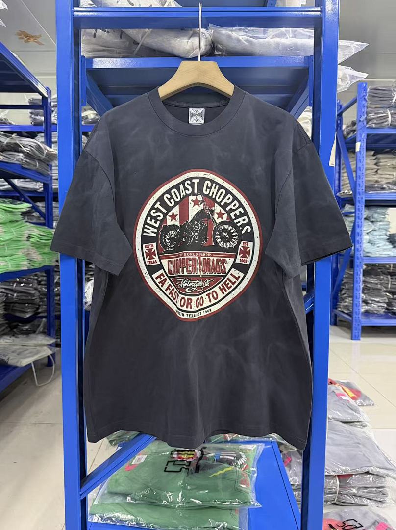 West Coast Choppers Tie‑Dye Grey Vintage Badge Graphic T‑Shir