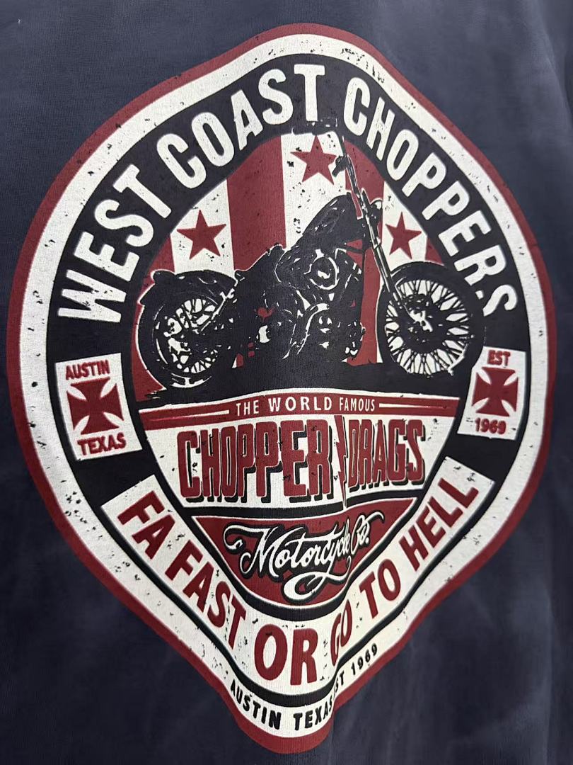 West Coast Choppers Tie‑Dye Grey Vintage Badge Graphic T‑Shir