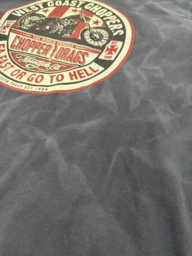 West Coast Choppers Tie‑Dye Grey Vintage Badge Graphic T‑Shir