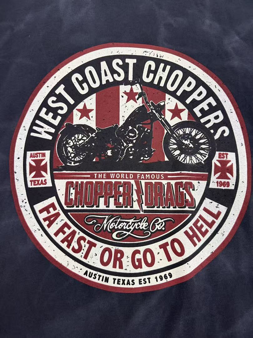 West Coast Choppers Tie‑Dye Grey Vintage Badge Graphic T‑Shir