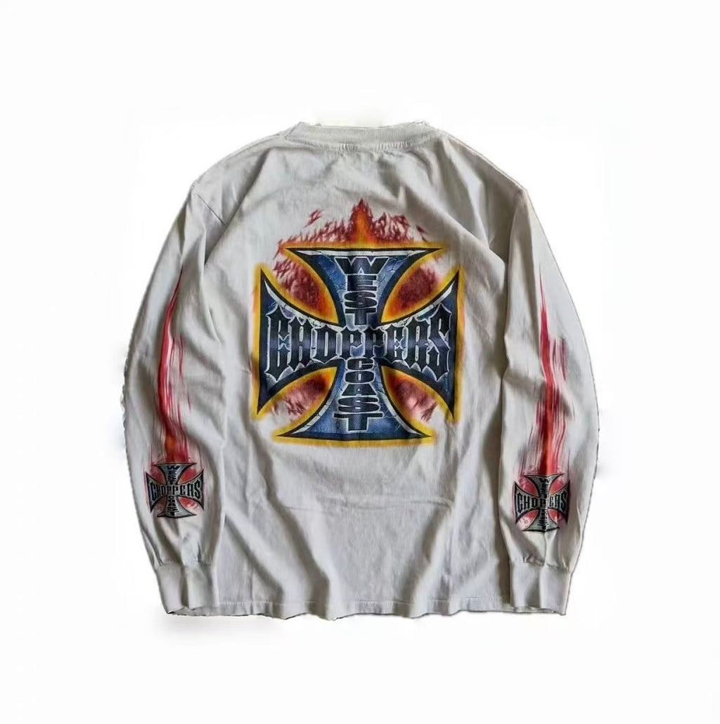 West Coast Choppers Vintage Washed Cross Flame Graphic sweatshirt