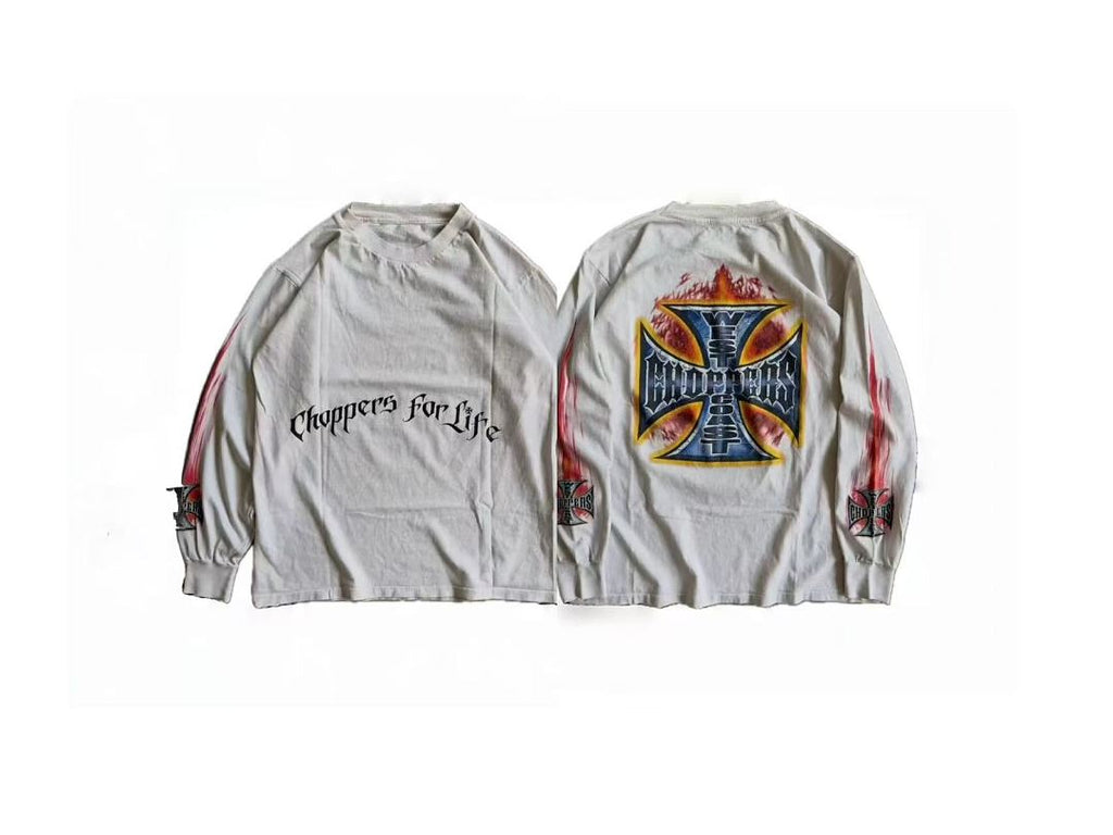 West Coast Choppers Vintage Washed Cross Flame Graphic sweatshirt