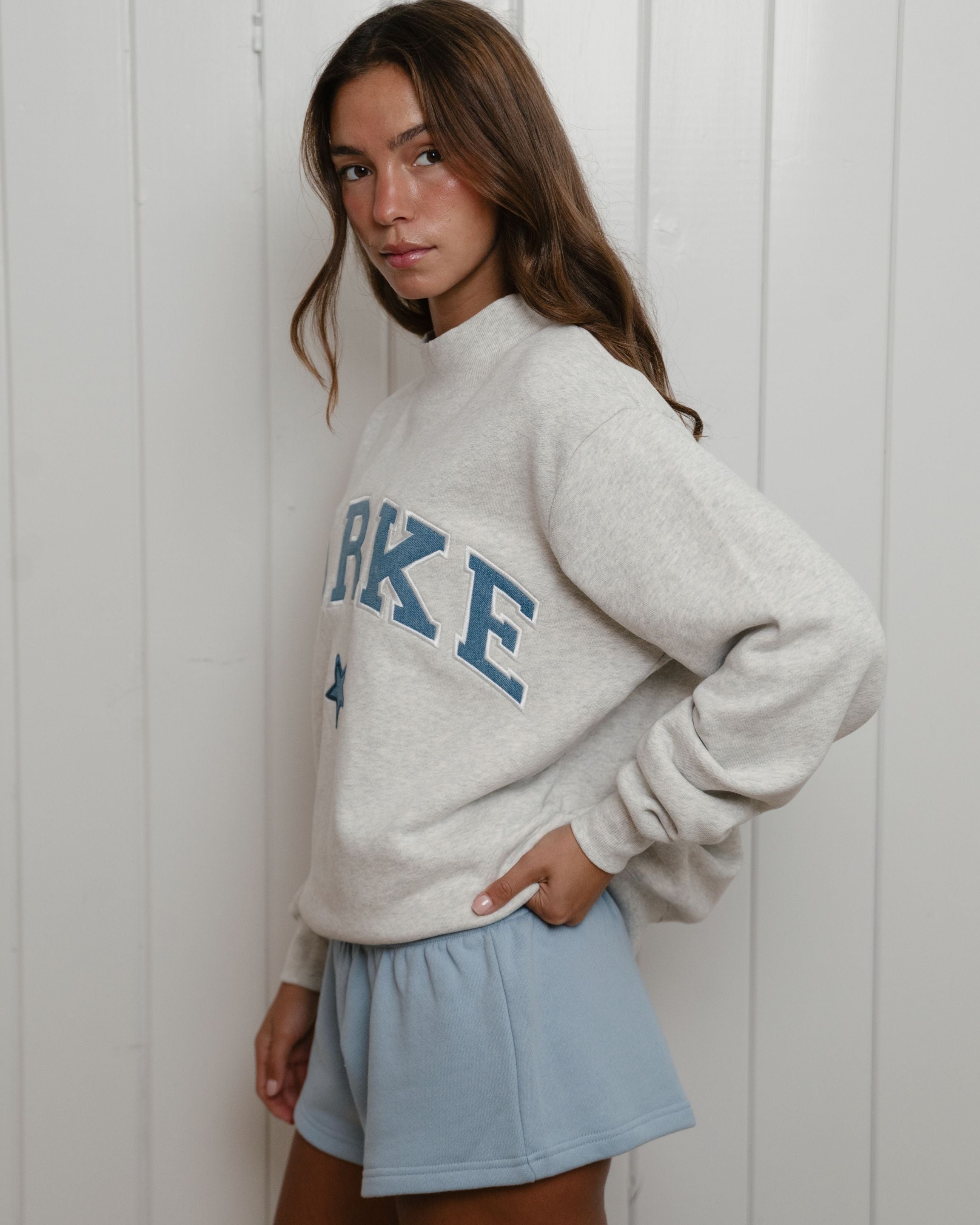 Vintage Star Varsity Mockneck - Heather Grey